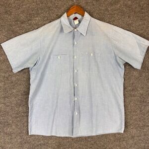 Vintage Big Ben Shirt Men XL Light Blue Short Sleeve Button Down Work Made USA